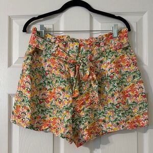 Loft Floral Belted Women's Linen Blend Shorts